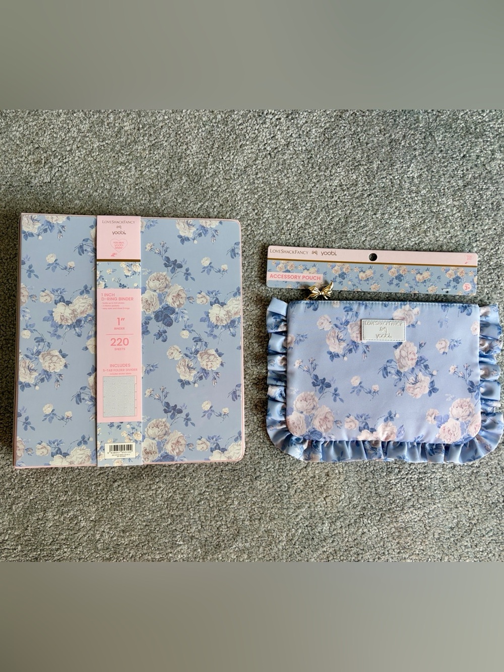 NWT lot of 2 Target X Loveshackfancy 1” binder & pencil case blue whisper